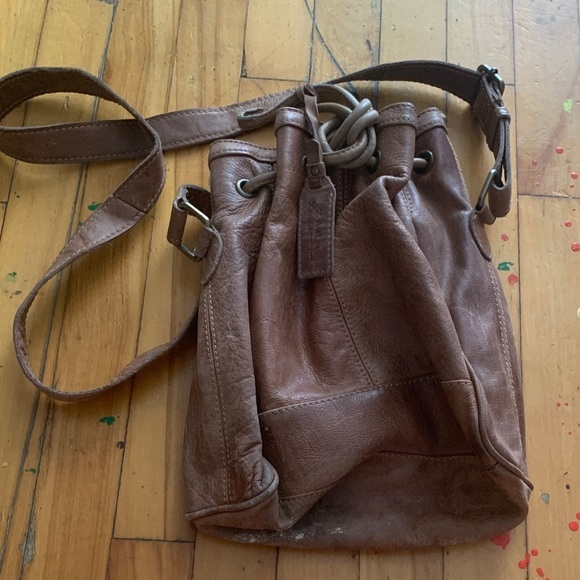 Zara Handbags - Zara genuine Leather bucket crossbody Bag in Brown